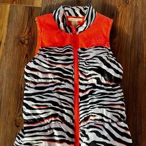 Self Esteem Girls Large Orange Sequin Zebra Stripe Puffy Vest